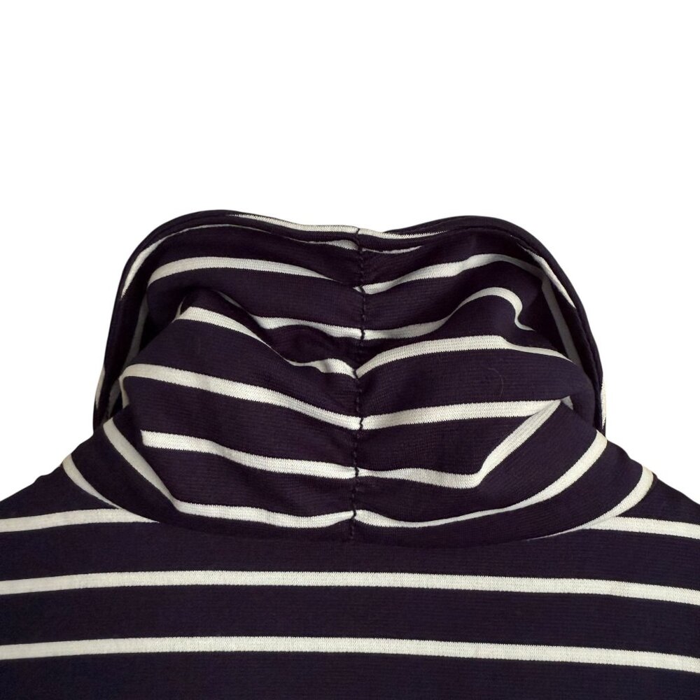 Coldwater Creek Navy White Striped Sleeveless Zip-Up Vest High Collar Cinched XL - Picture 3 of 10